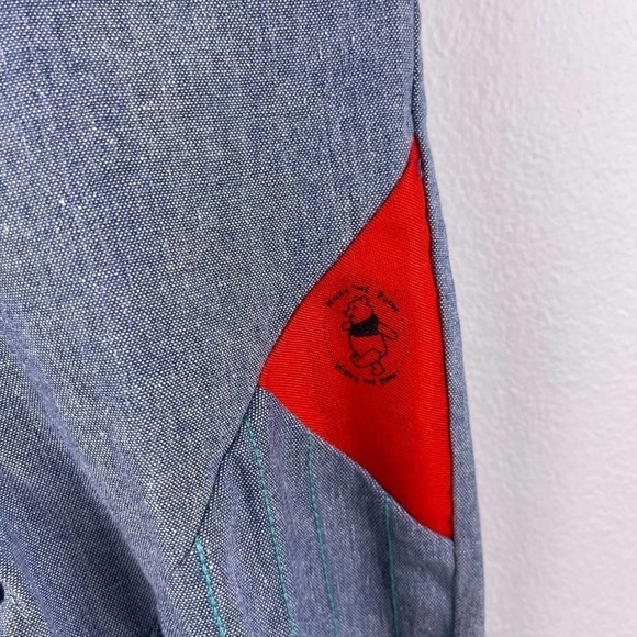 VINTAGE 80? Disney Winnie The Pooh Blue Red Bib Overalls Made in USA Baby 18-24M - Picture 5 of 14